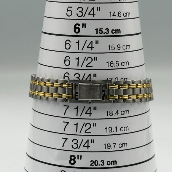 Bulova Watch Women Silver Gold Two Tone Beige Dial 24MM New Battery 7.25" - Picture 10 of 15